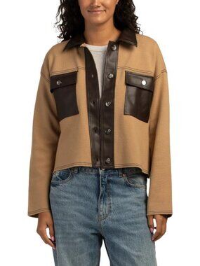 NANETTE BY NANETTE LEPORE Faux Leather Combo Sweater Jacket